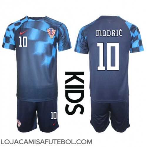 Camisa de Futebol Croácia Luka Modric #10 Equipamento Secundário Infantil Mundo 2022 Manga Curta (+ Calças curtas)